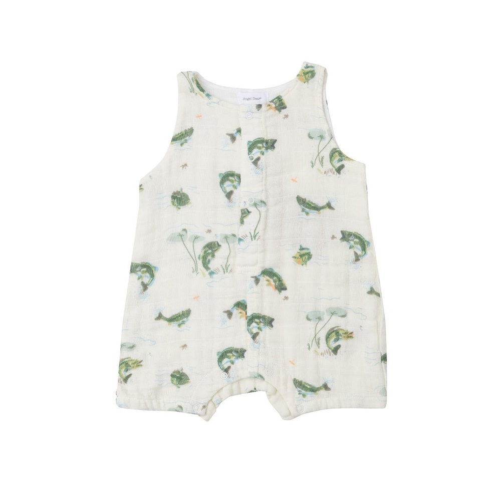 Baby Boy Bass Fish Shortie Romper by Angel Dear